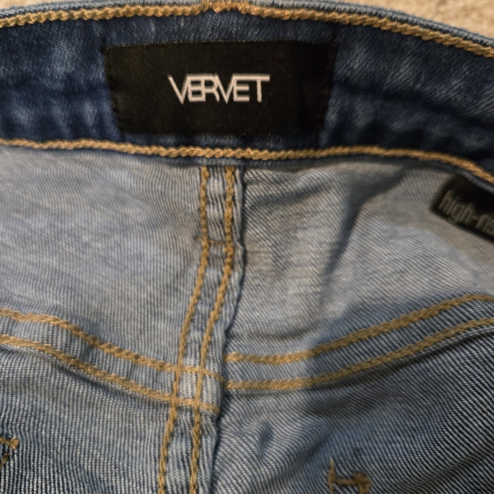 Vervet High Rise Distressed Jean Shorts Button Fly Size 30 Blue - Picture 4 of 7